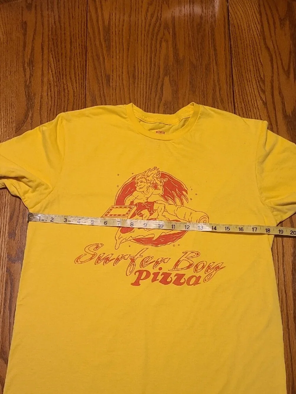Surfer Boy Stranger Things Pizza Graphic Tee - Yellow - Medium - Picture 5 of 7